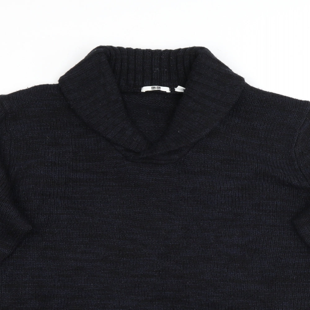 Uniqlo Mens Black Roll Neck  Acrylic Pullover Jumper Size M