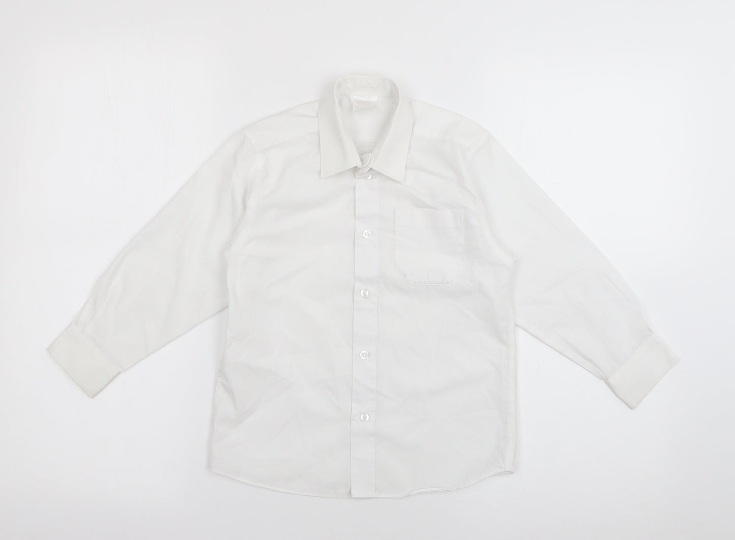John Lewis Boys White  Polyester Basic Button-Up Size 5 Years Collared Button