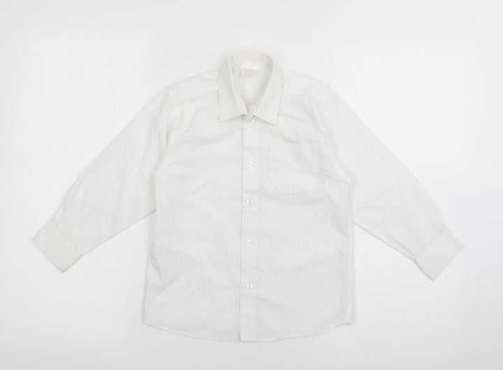 John Lewis Boys White  Polyester Basic Button-Up Size 5 Years Collared Button