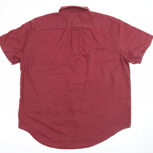 Gap Mens Red  Polyester  Button-Up Size L Collared Button