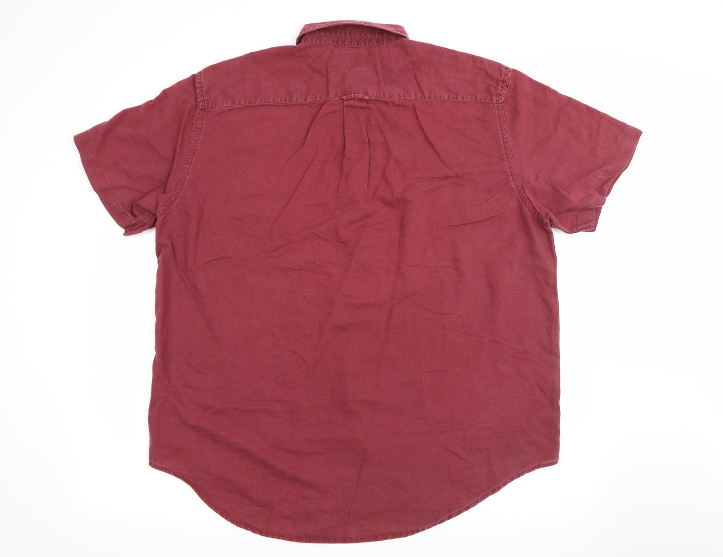 Gap Mens Red  Polyester  Button-Up Size L Collared Button