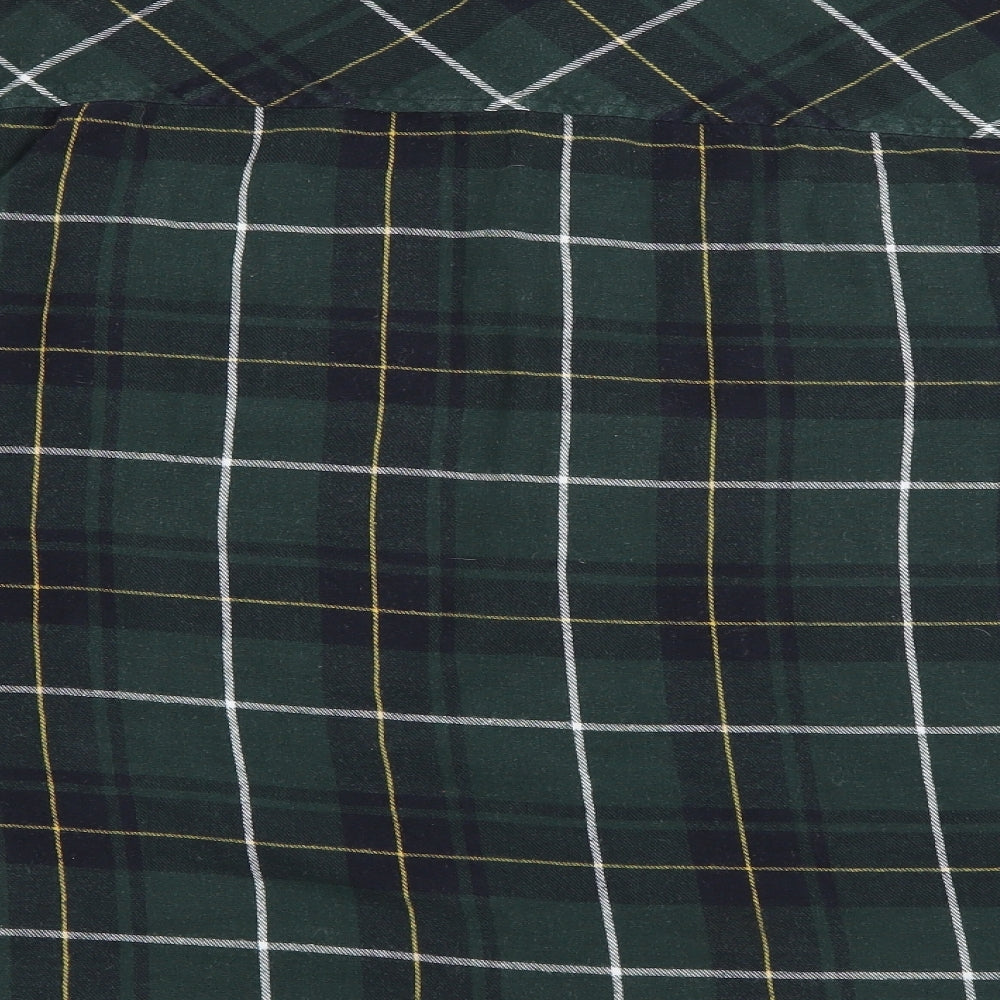 New Look Womens Green Plaid Cotton Basic Button-Up Size 16 Collared