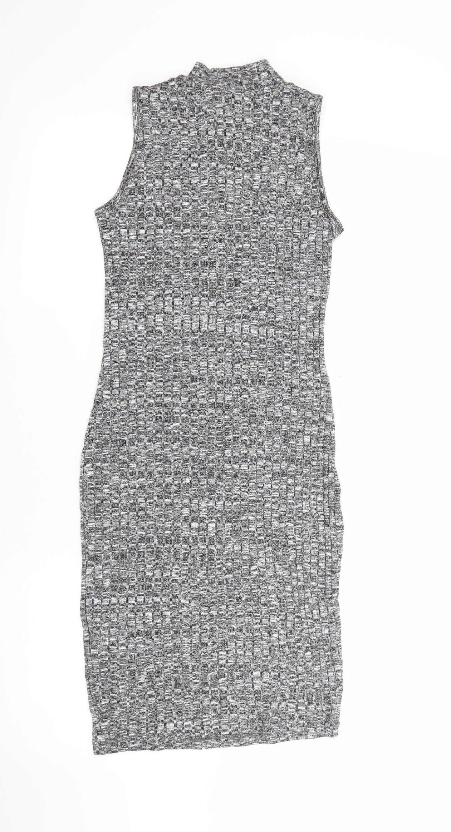 Primark Womens Grey  Viscose Bodycon  Size 6  High Neck