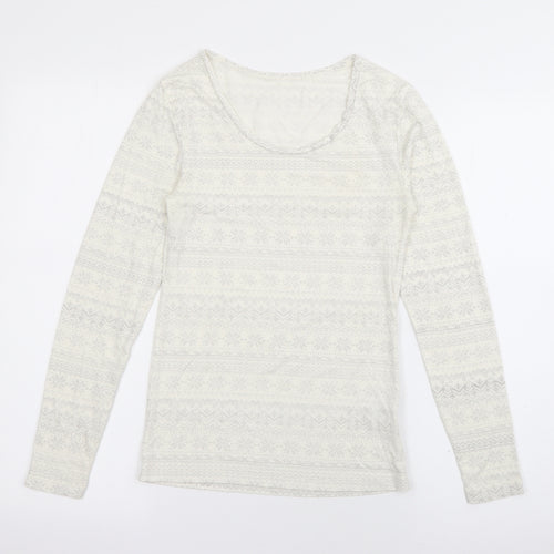 Marks and Spencer Womens White Scoop Neck  Acrylic Pullover Jumper Size 12