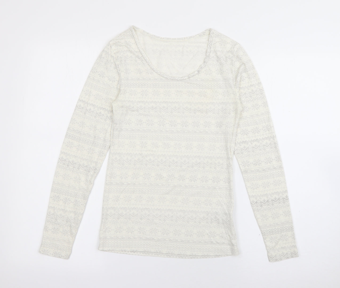 Marks and Spencer Womens White Scoop Neck  Acrylic Pullover Jumper Size 12