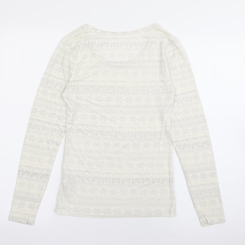 Marks and Spencer Womens White Scoop Neck  Acrylic Pullover Jumper Size 12