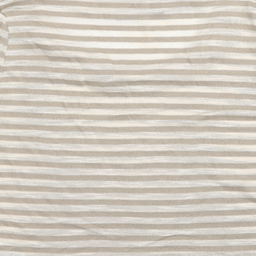 Alex & Co Womens Beige Scoop Neck Striped Cotton Pullover Jumper Size 12