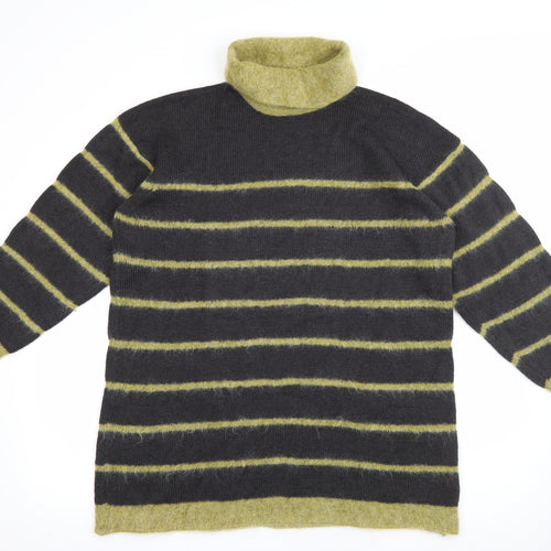 Betty Barclay Womens Grey Roll Neck Striped Wool Pullover Jumper Size L