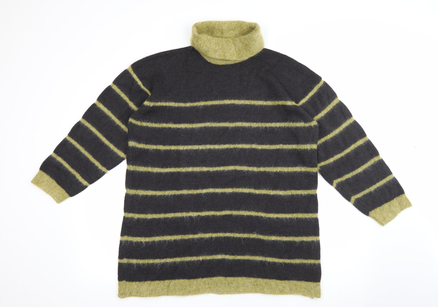 Betty Barclay Womens Grey Roll Neck Striped Wool Pullover Jumper Size L