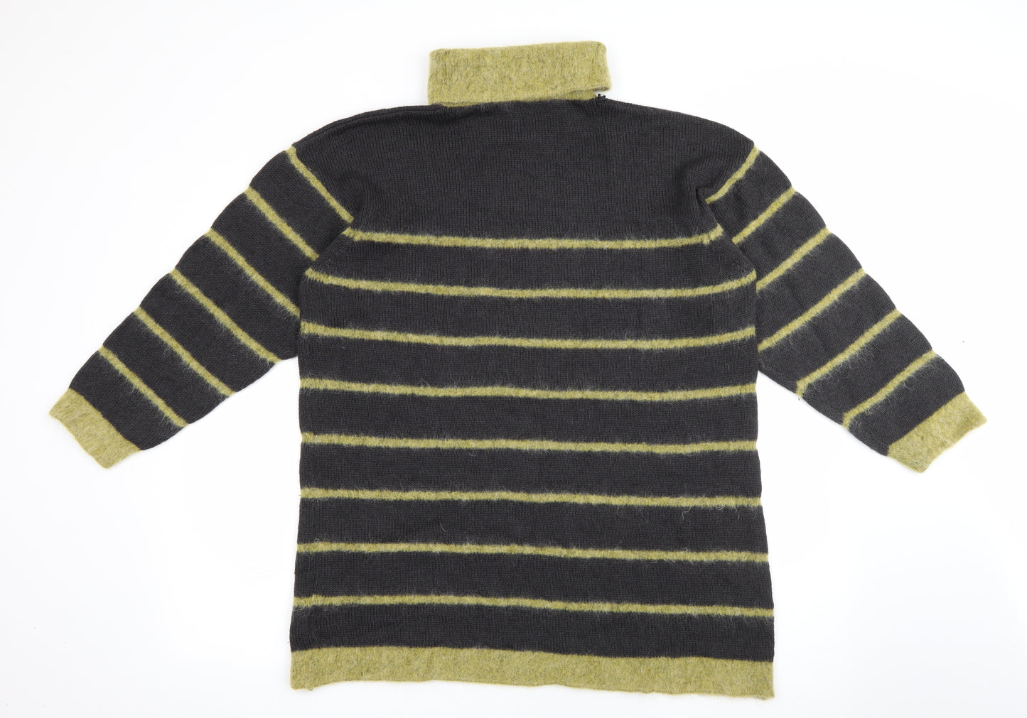 Betty Barclay Womens Grey Roll Neck Striped Wool Pullover Jumper Size L