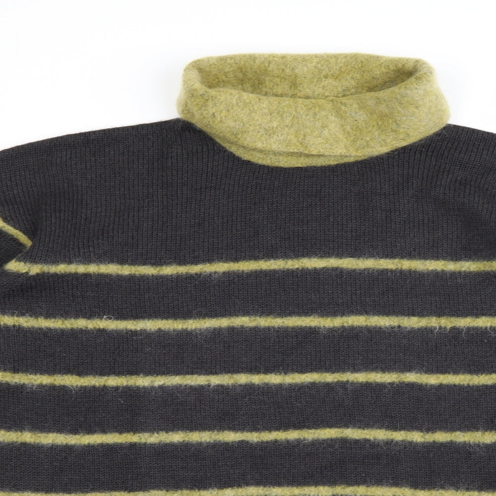 Betty Barclay Womens Grey Roll Neck Striped Wool Pullover Jumper Size L