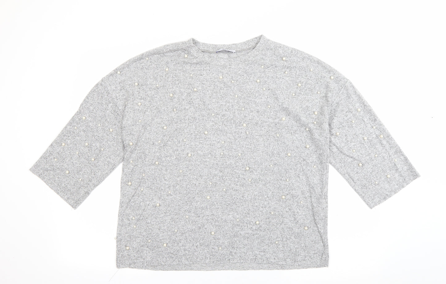 Zara Womens Green Crew Neck  Viscose Pullover Jumper Size M