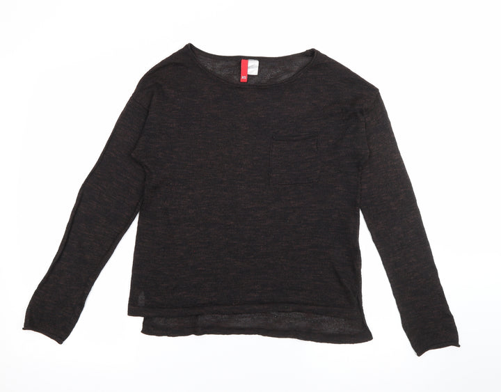 H&M Womens Brown Scoop Neck  Polyacrylate Fibre Pullover Jumper Size XS