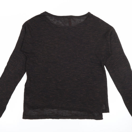 H&M Womens Brown Scoop Neck  Polyacrylate Fibre Pullover Jumper Size XS