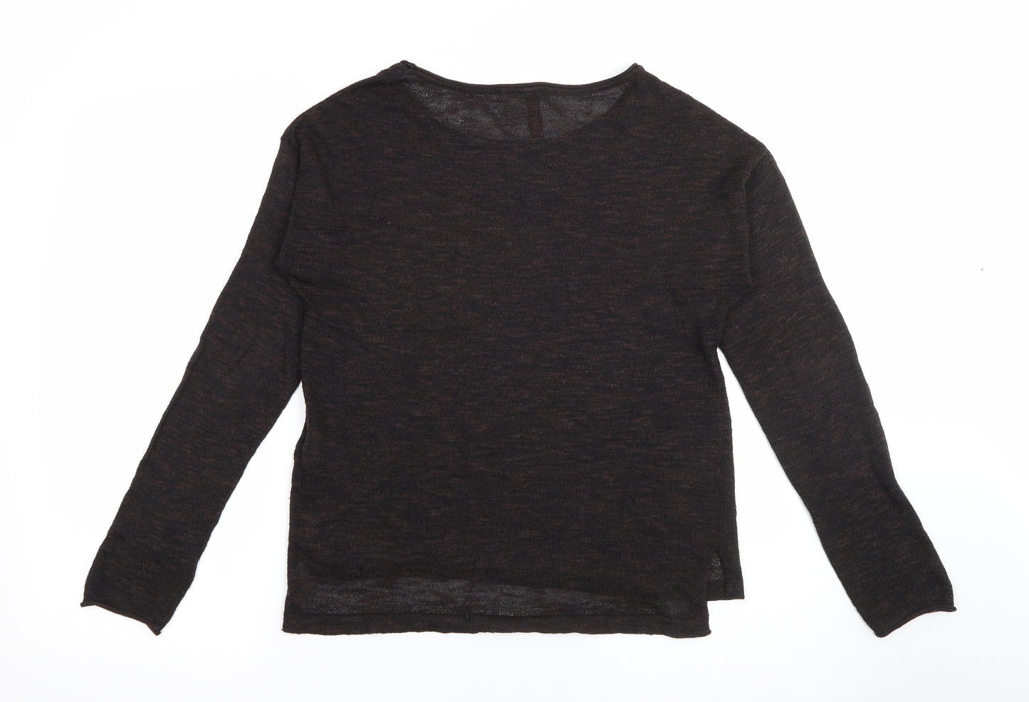 H&M Womens Brown Scoop Neck  Polyacrylate Fibre Pullover Jumper Size XS