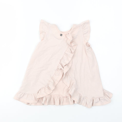 Maggie & Zoe Girls Pink  Cotton Tunic Blouse Size 4 Years Crew Neck Button - Llama