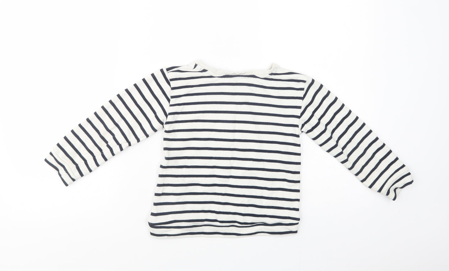 H&M Girls White Striped Cotton Pullover Sweatshirt Size 4-5 Years  Pullover - Boat