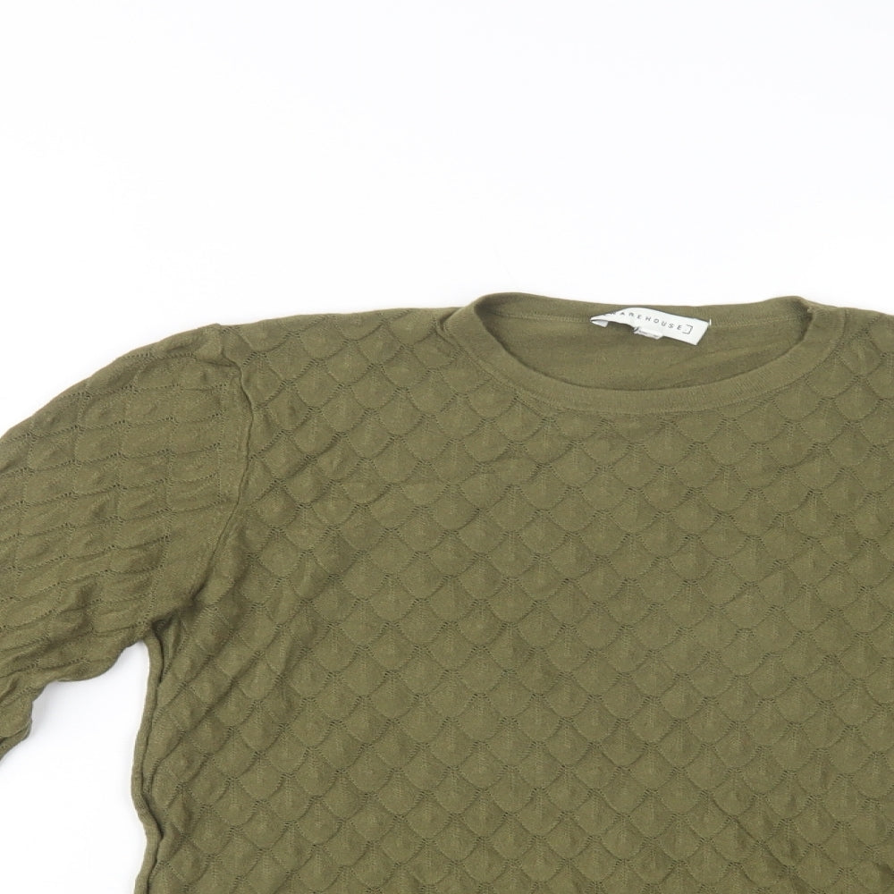 Warehouse Womens Green Crew Neck  Viscose Pullover Jumper Size 10
