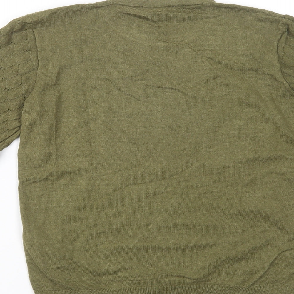 Warehouse Womens Green Crew Neck  Viscose Pullover Jumper Size 10