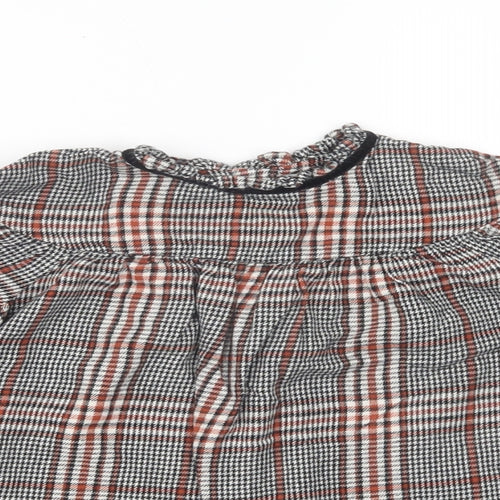 NEXT Baby Grey Plaid Cotton Tunic Blouse Size 18-24 Months Collared Button