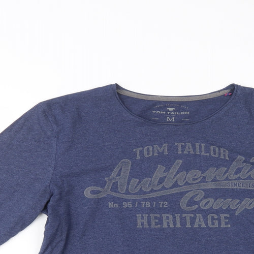 TOM TAILOR Mens Blue  Cotton  T-Shirt Size M Crew Neck