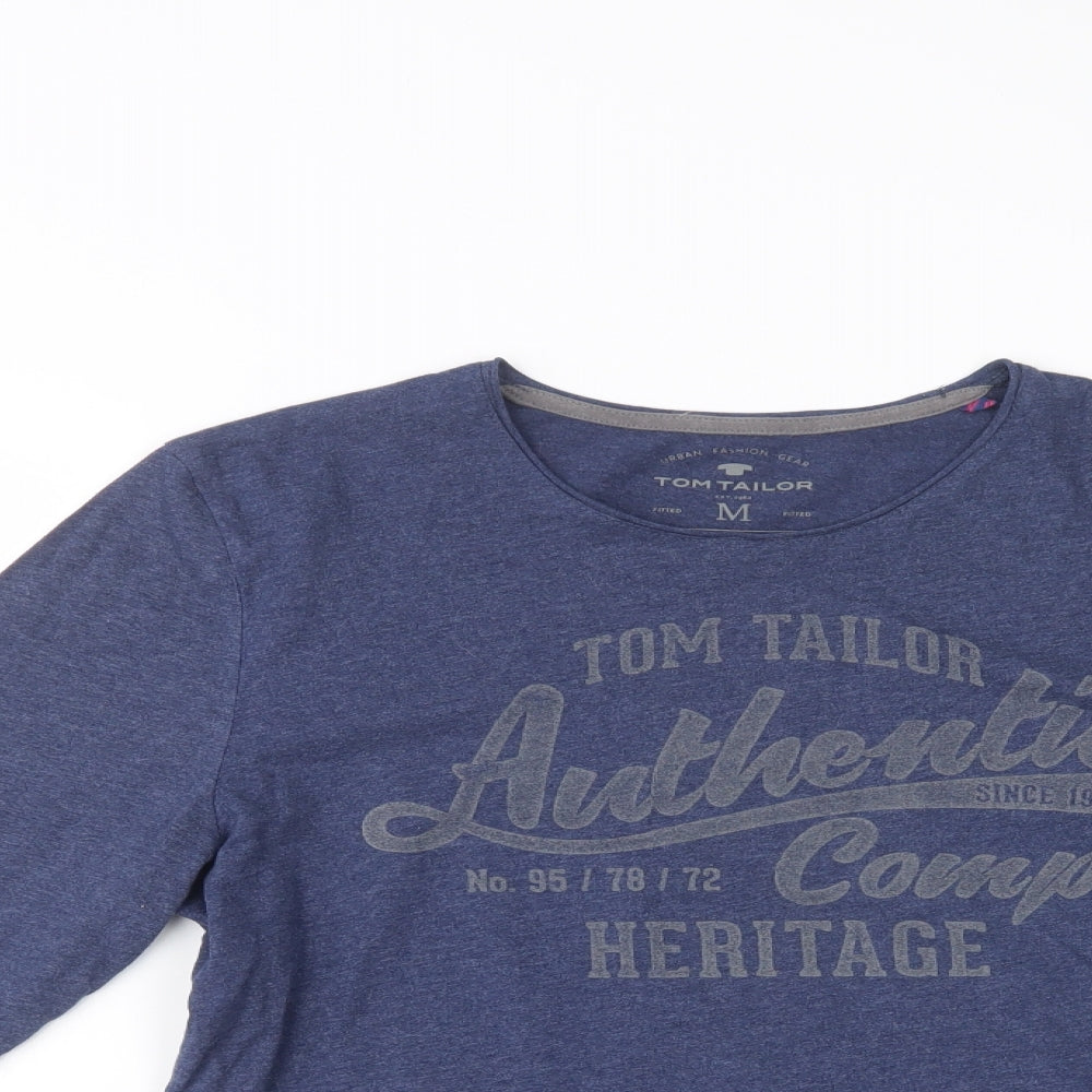 TOM TAILOR Mens Blue  Cotton  T-Shirt Size M Crew Neck