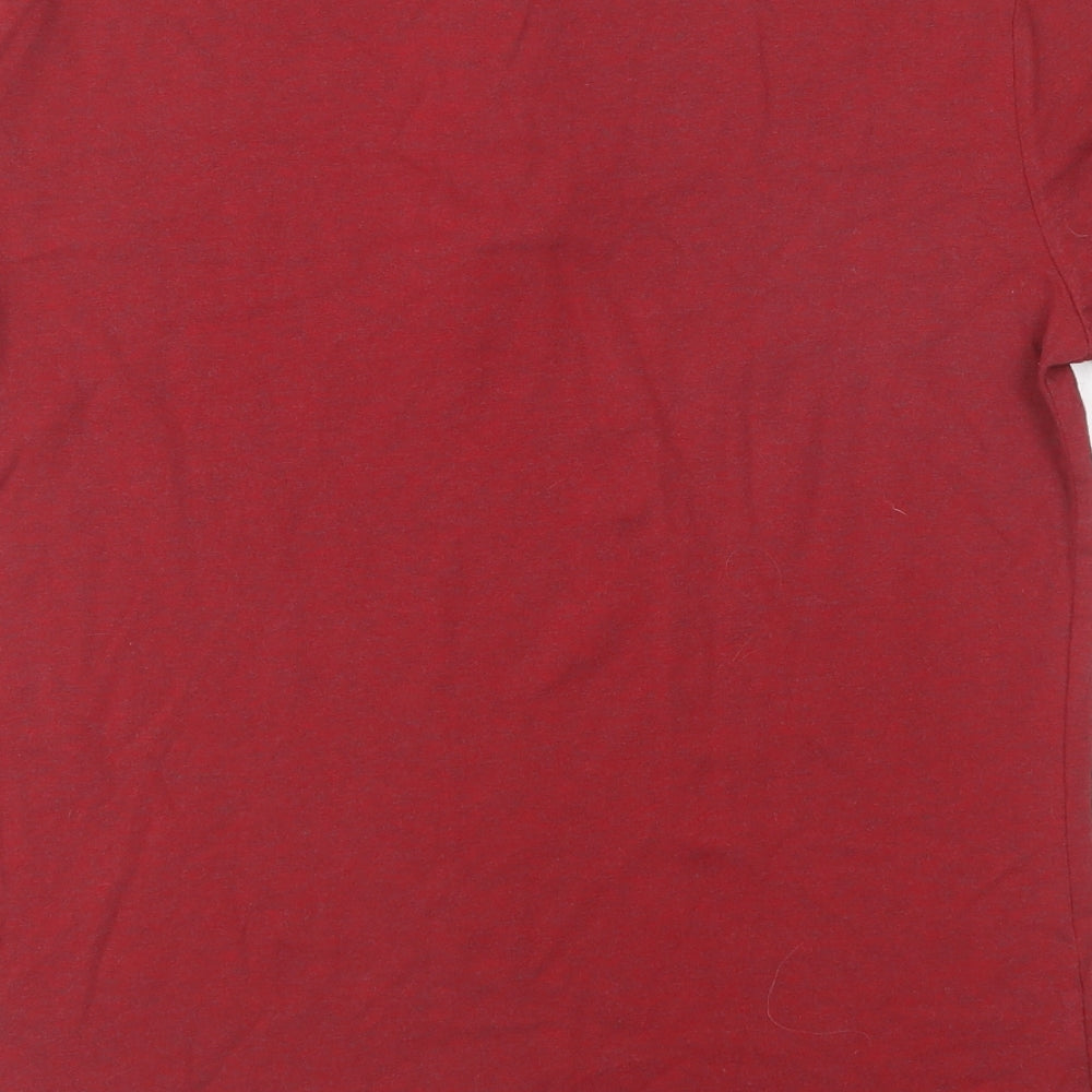 F&F Mens Red  Cotton  T-Shirt Size S Henley
