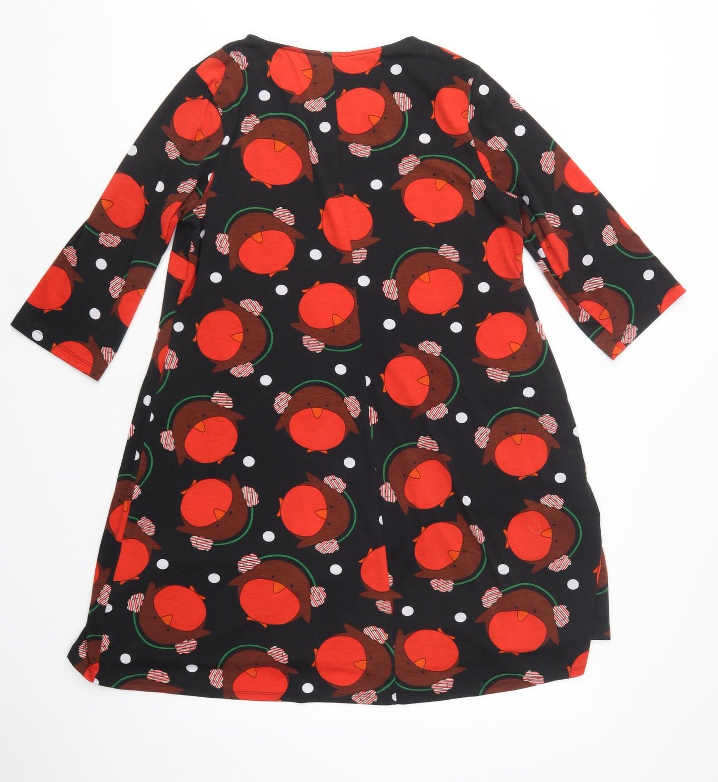 Capsule Womens Black Geometric Polyester A-Line  Size 18  Crew Neck Pullover - Bird Print