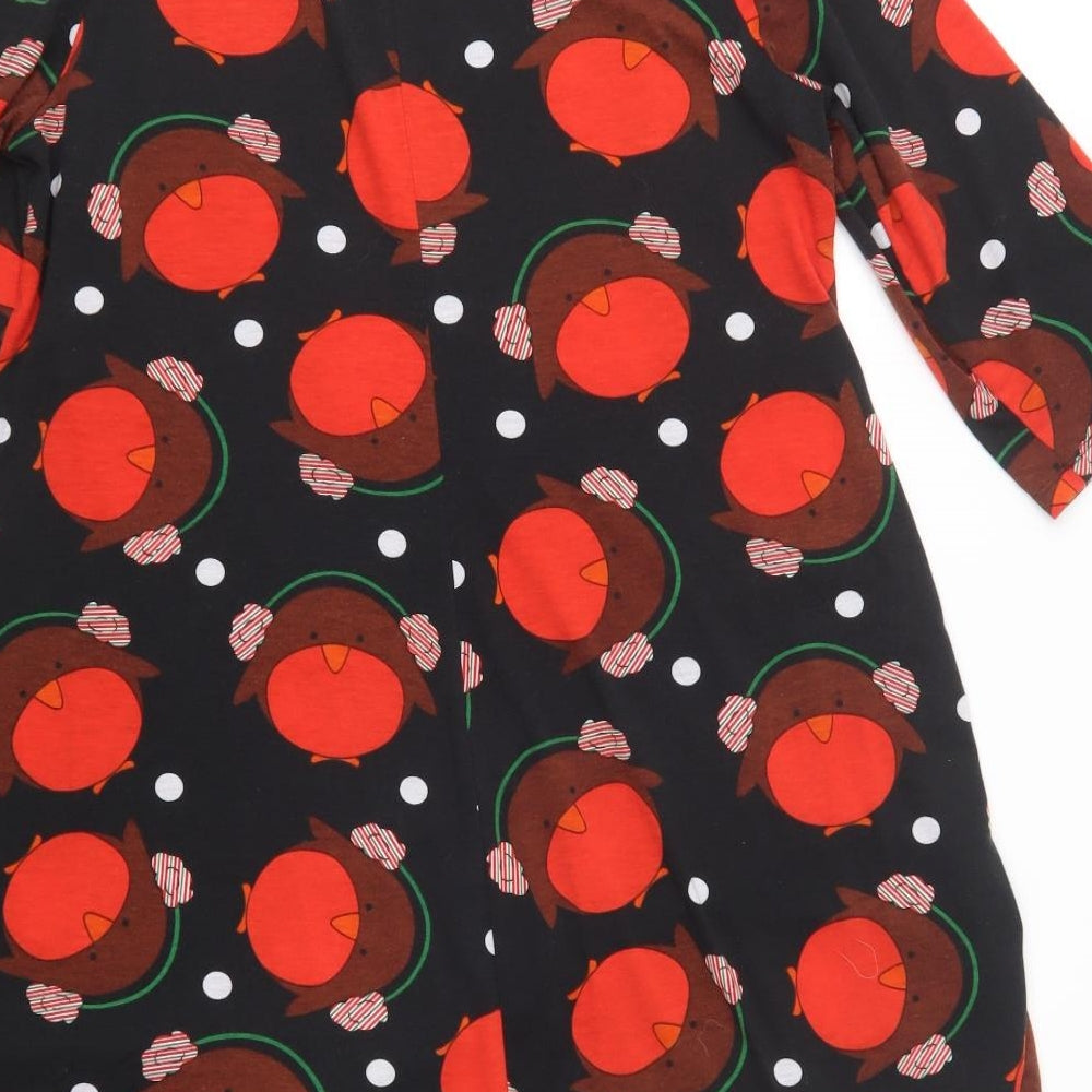 Capsule Womens Black Geometric Polyester A-Line  Size 18  Crew Neck Pullover - Bird Print