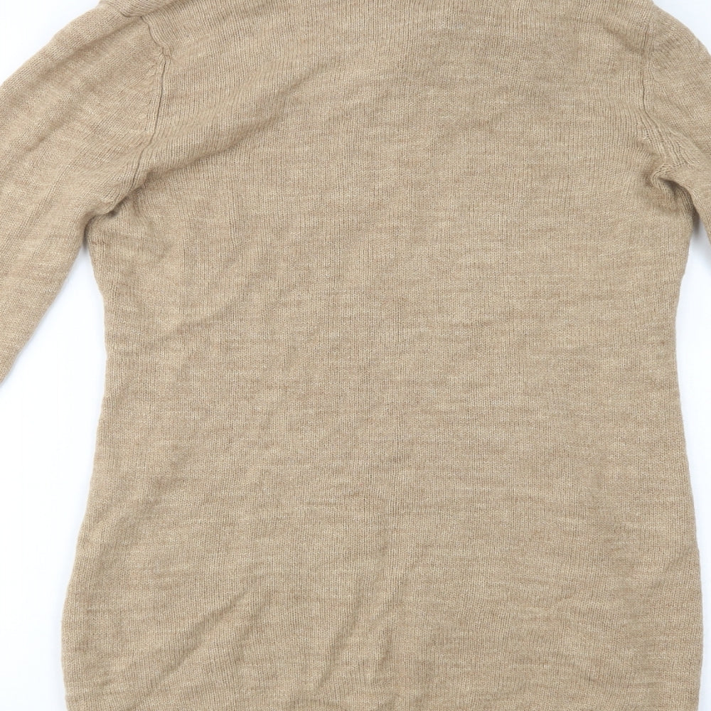 H&M Womens Beige Roll Neck  Acrylic Tunic Jumper Size L