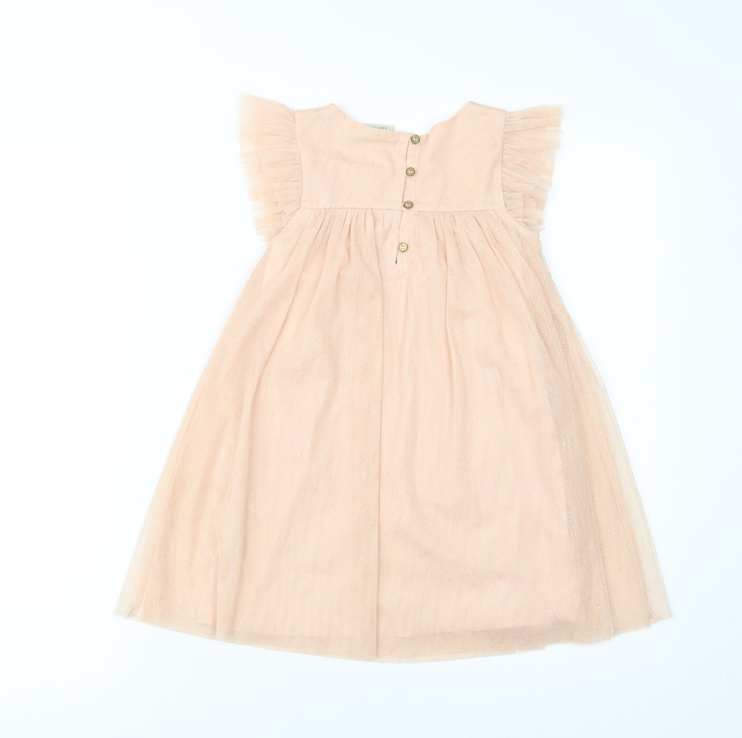 NEXT Girls Pink  Polyester A-Line  Size 4-5 Years  Crew Neck Button