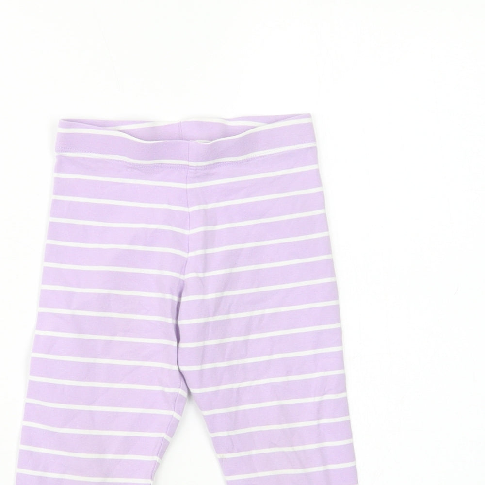Marks and Spencer Girls Purple Striped Cotton Jegging Trousers Size 3-4 Years  Regular  - Leggings