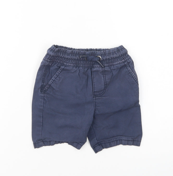 F&F Baby Blue Cotton Cropped Trousers Size 12-18 Months Drawstring