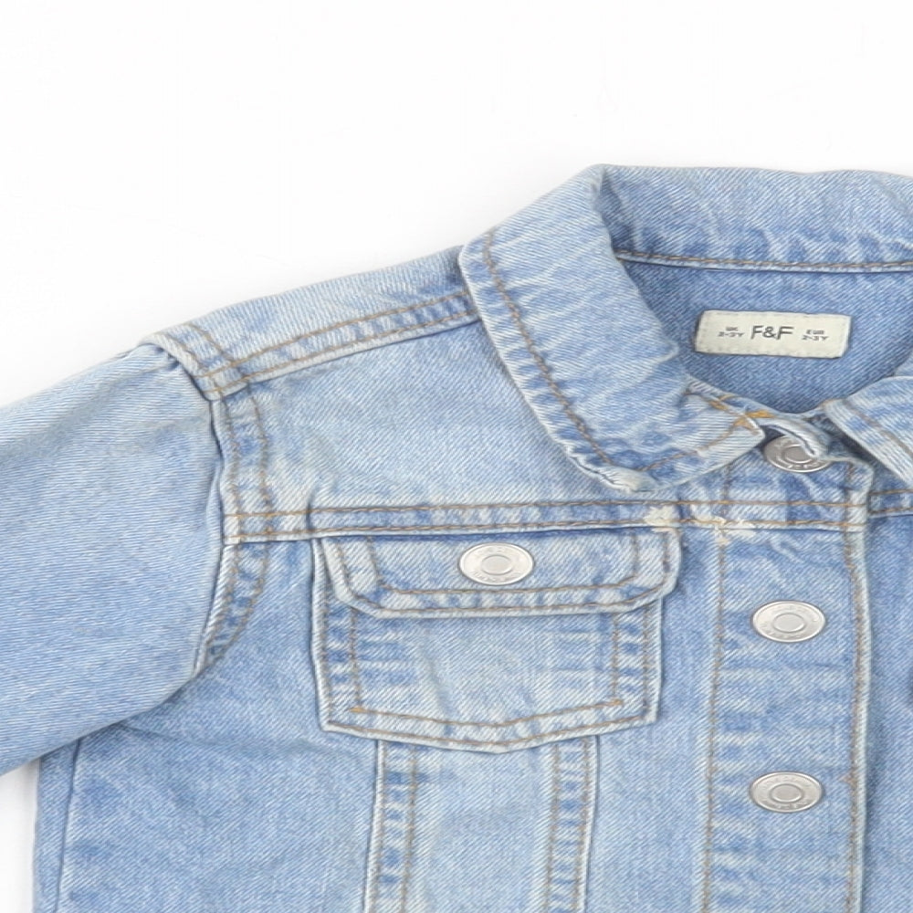 F&F Girls Blue   Jacket  Size 2-3 Years  Button