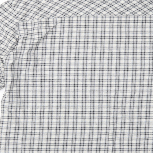 Boohoo Man Mens Grey Plaid Cotton  Button-Up Size M Collared Button