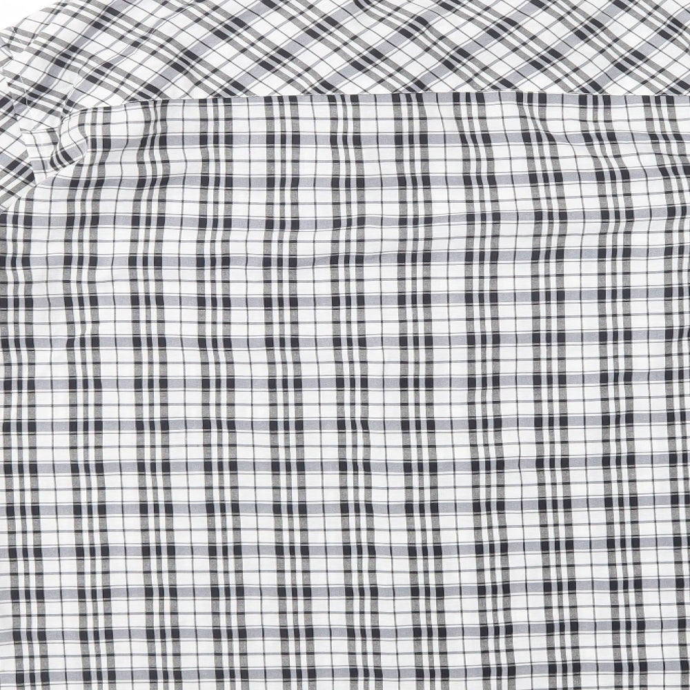 Boohoo Man Mens Grey Plaid Cotton  Button-Up Size M Collared Button