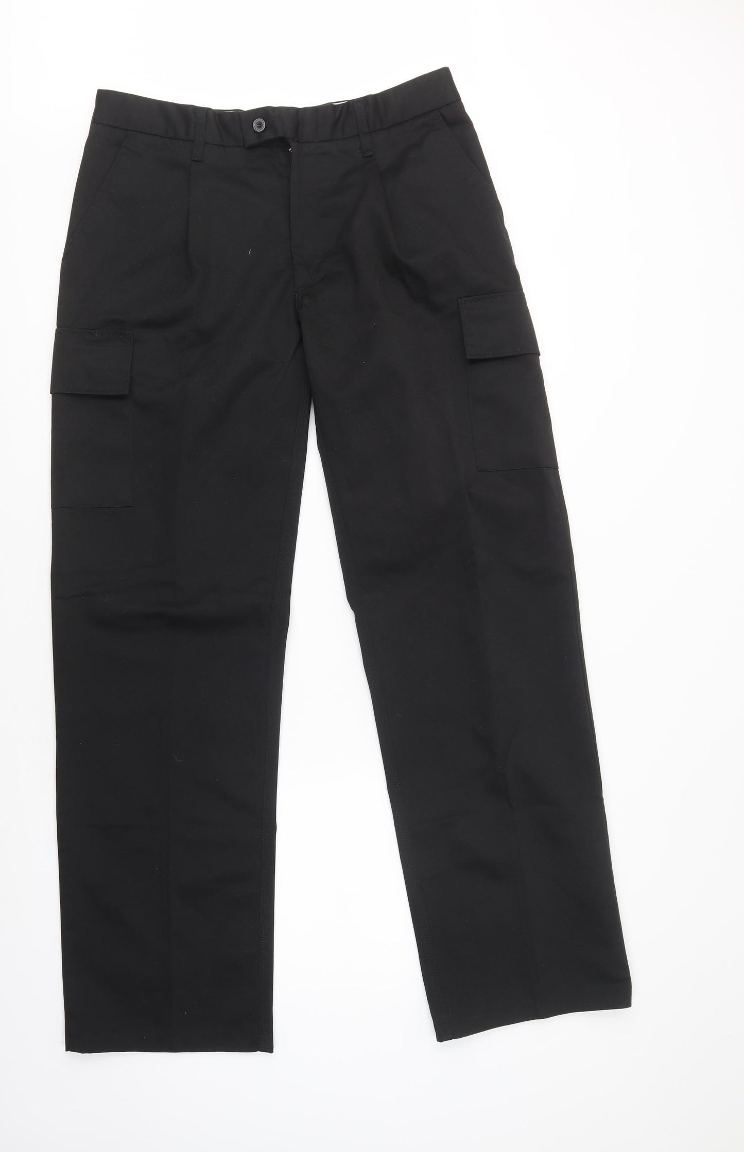 Uniform Express Mens Black  Polyester Cargo Trousers Size 34 L33 in Regular Button - Work Trousers