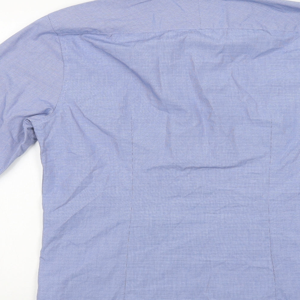 F&F Mens Blue  Cotton  Dress Shirt Size 14.5 Collared Button
