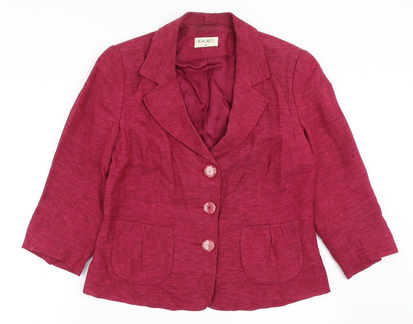 Kaliko Womens Pink  Linen Jacket Blazer Size 14
