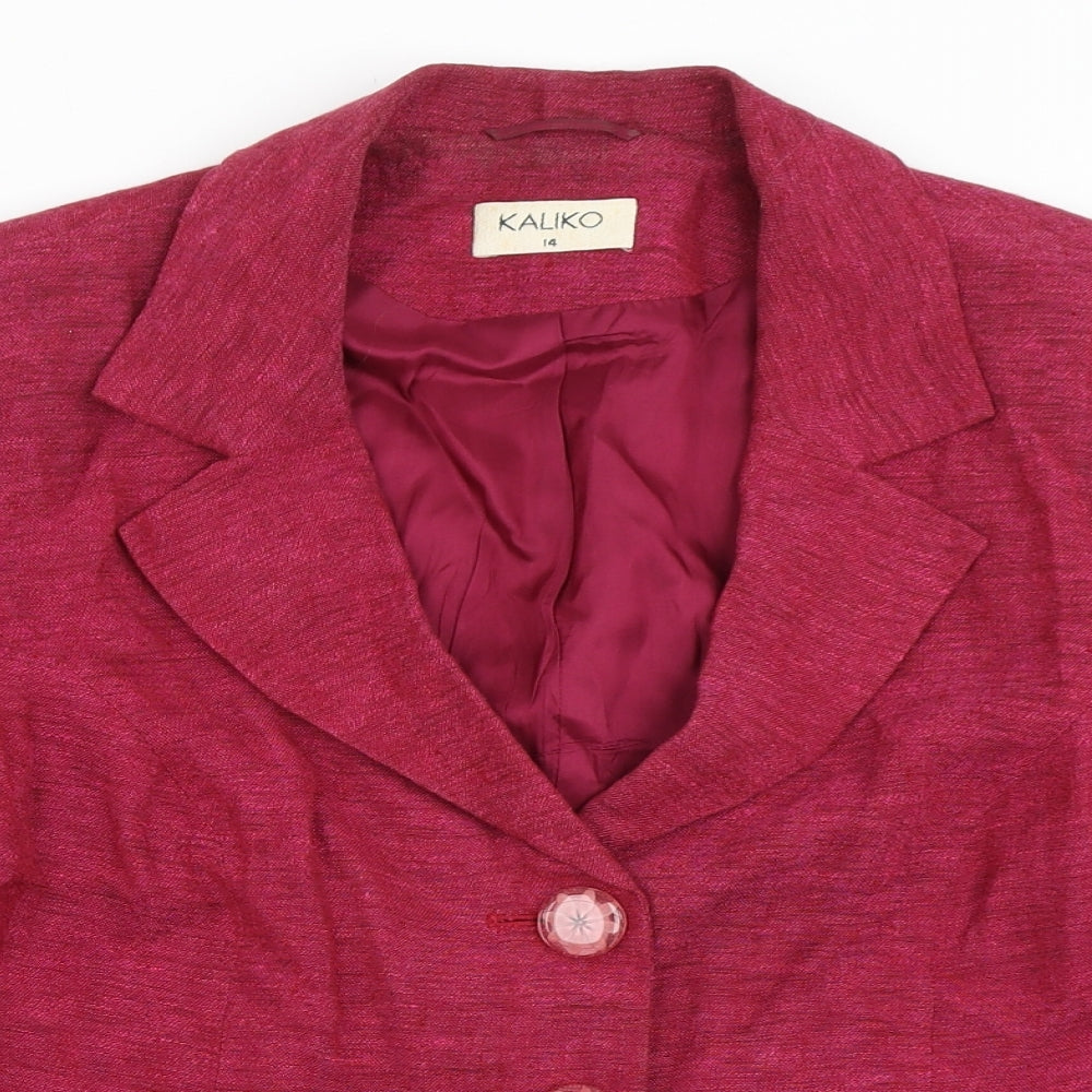 Kaliko Womens Pink  Linen Jacket Blazer Size 14