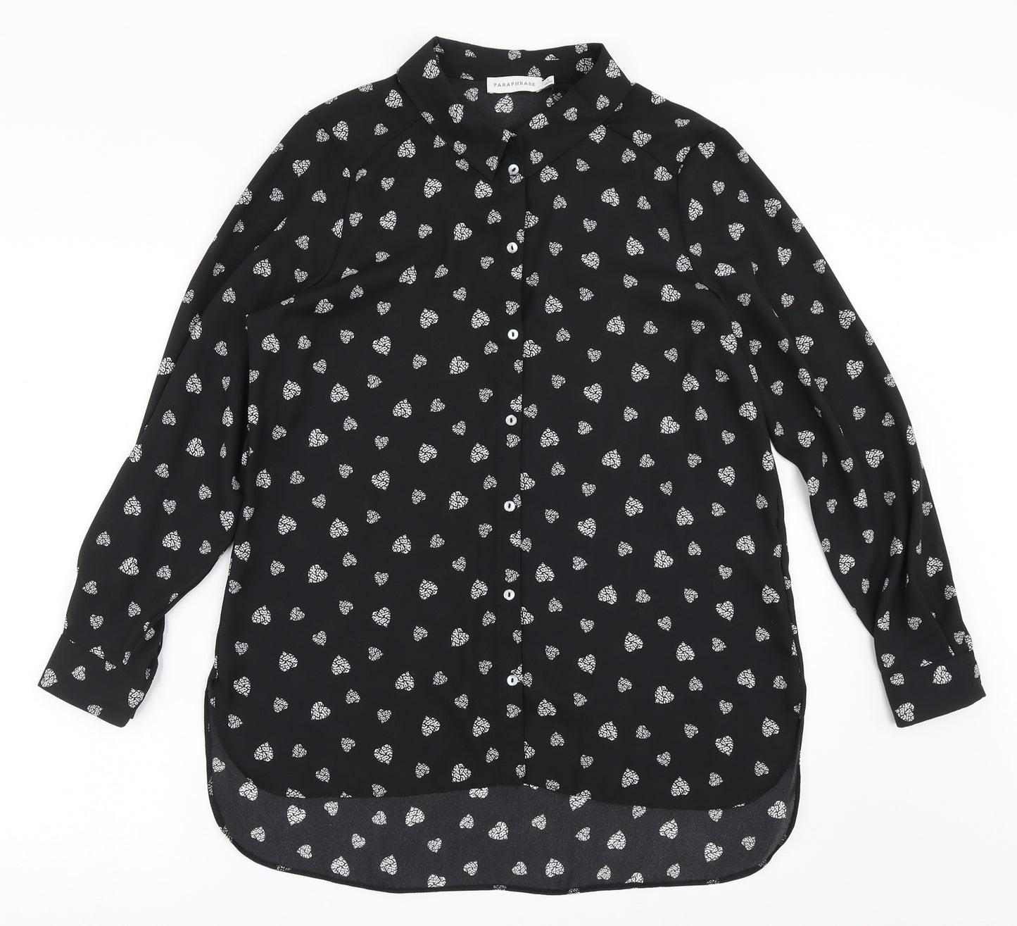 Paraphrase Womens Black  Polyester Basic Blouse Size L Collared