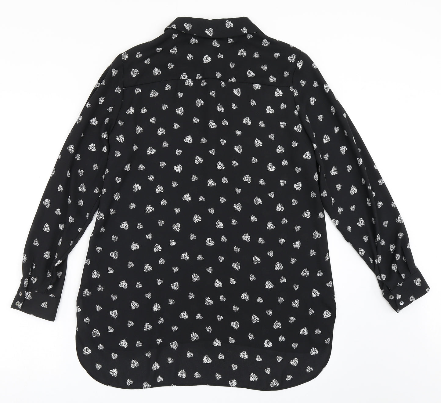 Paraphrase Womens Black  Polyester Basic Blouse Size L Collared