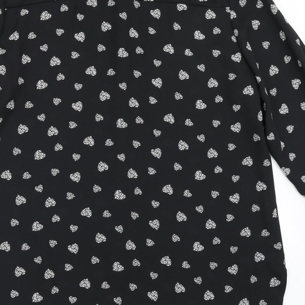 Paraphrase Womens Black  Polyester Basic Blouse Size L Collared