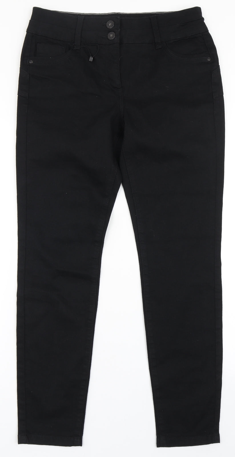 NEXT Womens Black  Cotton Skinny Jeans Size 14 L29 in Regular Button
