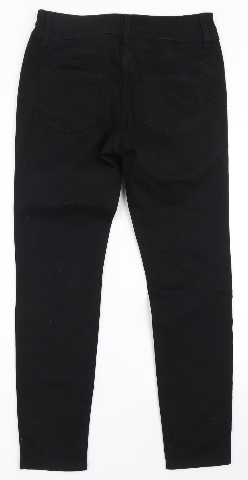 NEXT Womens Black  Cotton Skinny Jeans Size 14 L29 in Regular Button