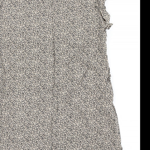 Papaya Womens Brown Animal Print Viscose Basic Blouse Size 8 V-Neck