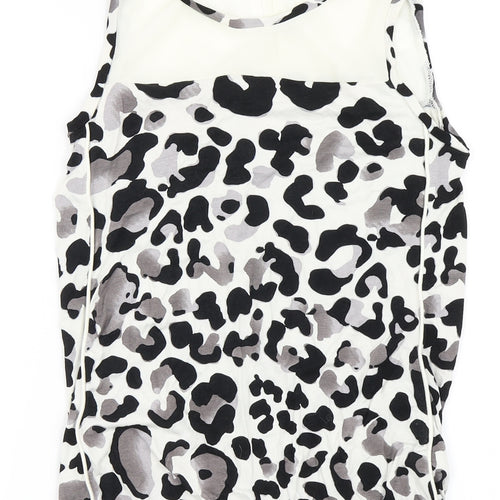 NEXT Womens Ivory Animal Print Viscose Basic Polo Size 6 Round Neck