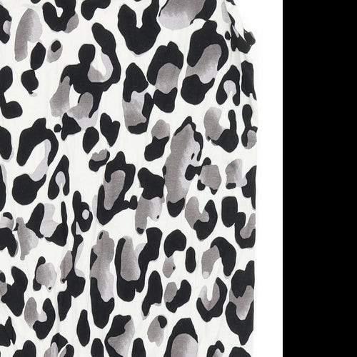 NEXT Womens Ivory Animal Print Viscose Basic Polo Size 6 Round Neck