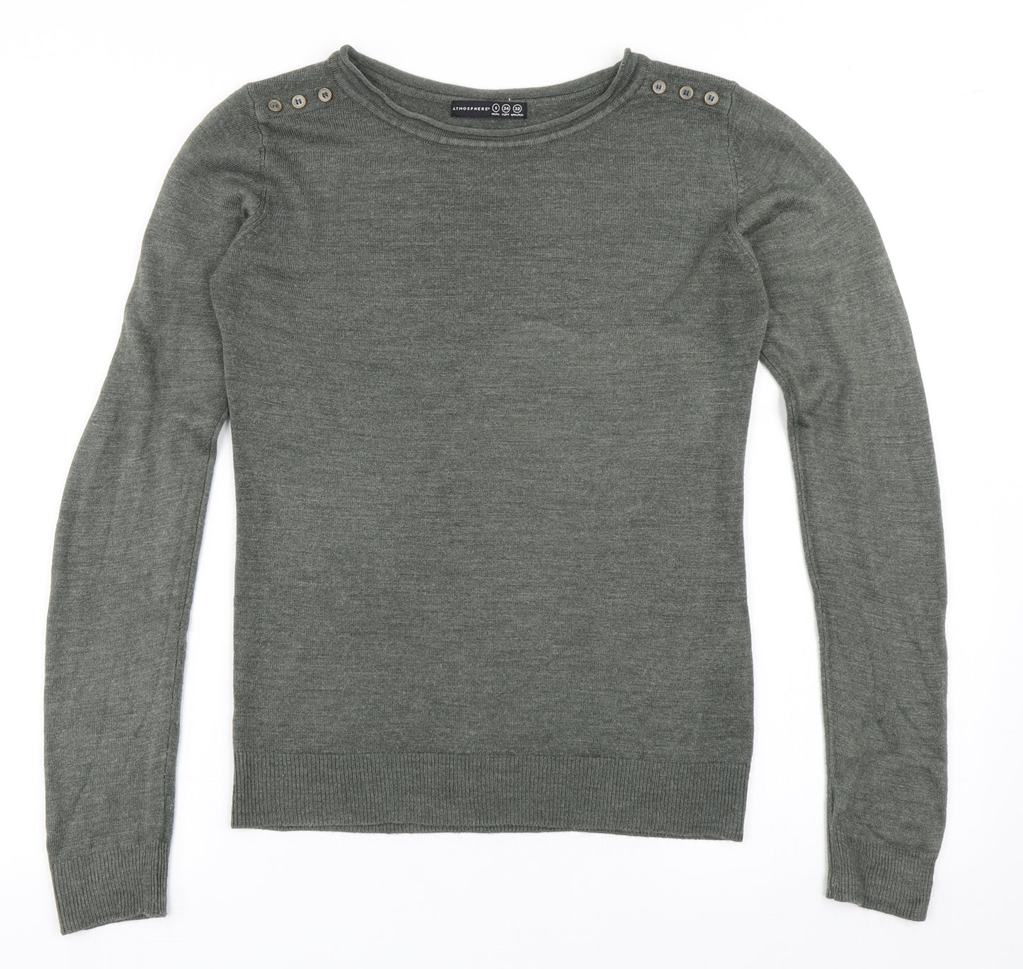 Atmosphere Womens Green Round Neck  Acrylic Pullover Jumper Size 6