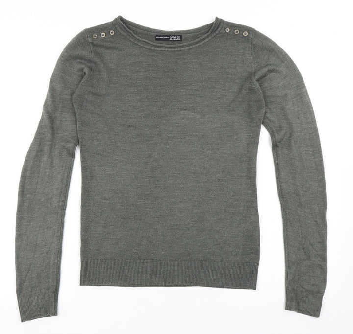 Atmosphere Womens Green Round Neck  Acrylic Pullover Jumper Size 6